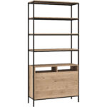 Ambrose Modular Bookcase - Large - Rustic Oak - Black 108794 108794 AMBROSE MODULAR BOOKCASE LARGE RUSTIC OAK BLACK 4
