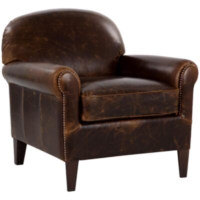 Accent Chairs Burlington - Modern Living 109010 BASTONI LOUNGE CHAIR CHOCOLATE LEATHER