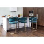 Marris Counter Stool - Gold - Danny Teal 109748 109748 MARRIS COUNTER STOOL GOLD DANNY TEAL 10