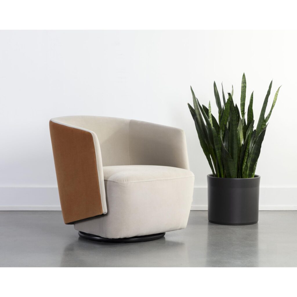 Sarina Swivel Lounge Chair - Meg Taupe / Meg Gold - Image 5