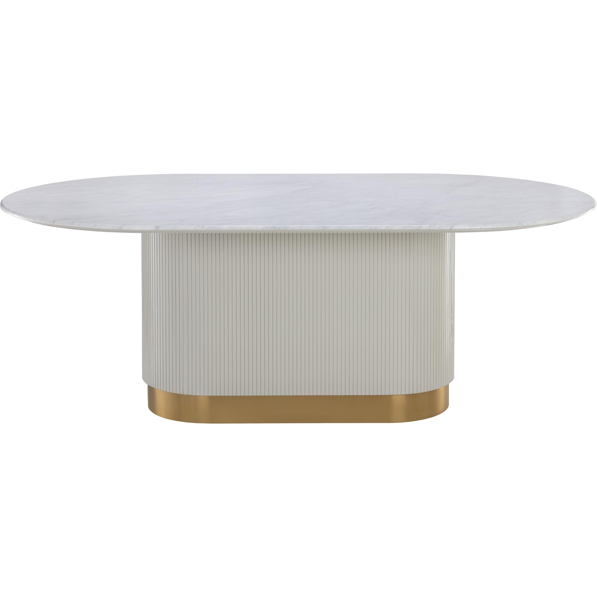 Paloma Dining Table - Oval - White Marble - 84" 2 Paloma Dining Table - Oval - White Marble - 84" - Image 2