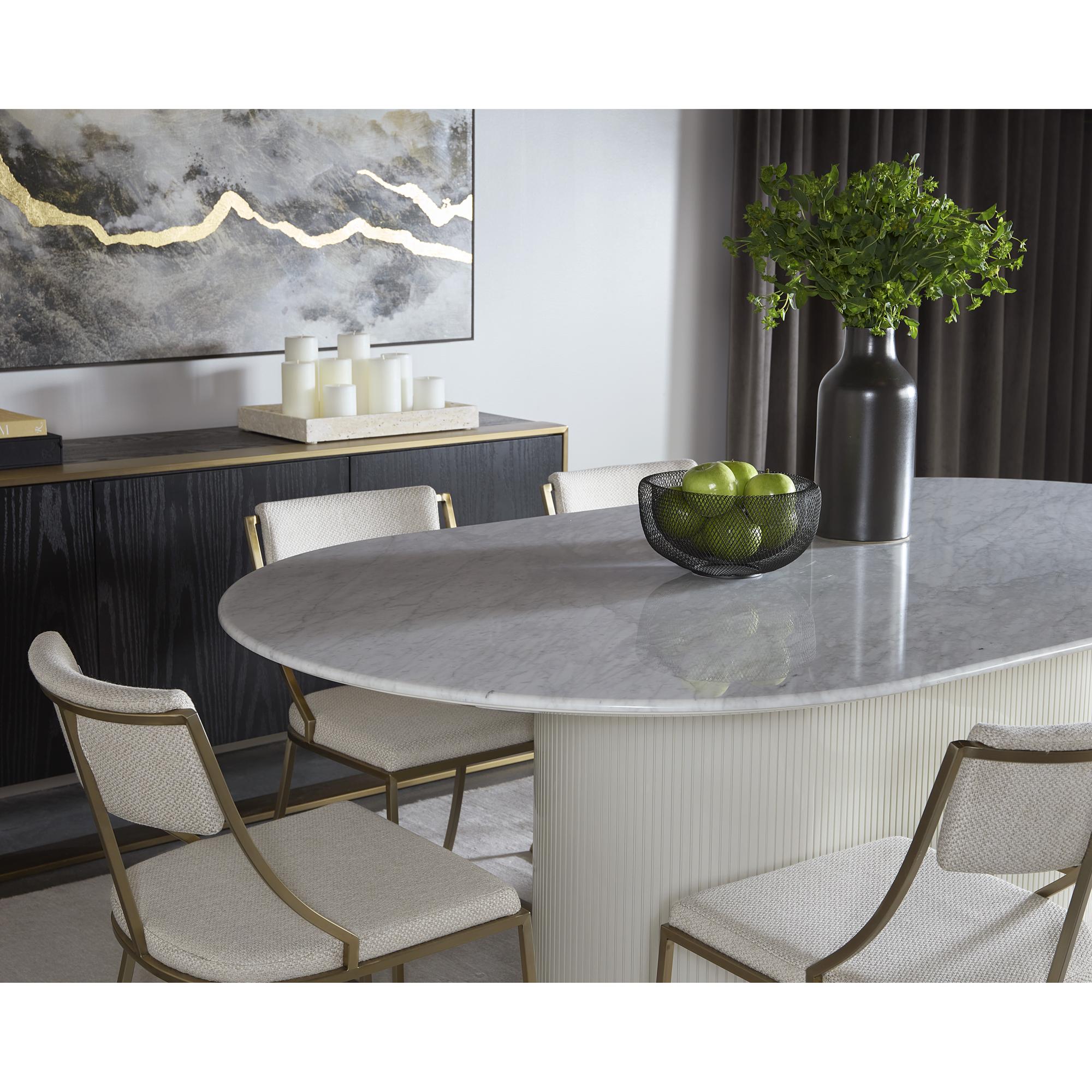 Paloma Dining Table - Oval - White Marble - 84" 4 Paloma Dining Table - Oval - White Marble - 84" - Image 4