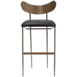 Gibbons Barstool - Antique Brass - Charcoal Black Leather 110366 110366 GIBBONS BARSTOOL ANTIQUE BRASS CHARCOAL BLACK LEATHER 1