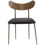Gibbons Dining Chair - Antique Brass - Charcoal Black Leather 110368 110368 GIBBONS DINING CHAIR ANTIQUE BRASS CHARCOAL BLACK LEATHER 1