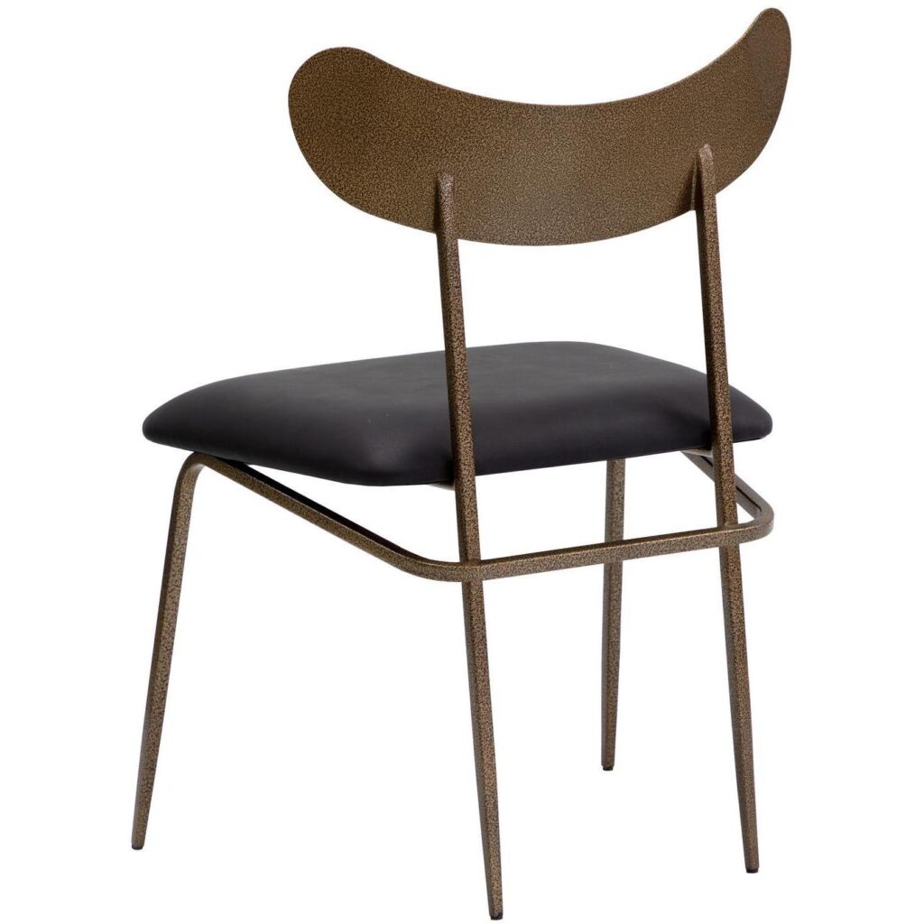 Gibbons Dining Chair - Antique Brass - Charcoal Black Leather - Image 4
