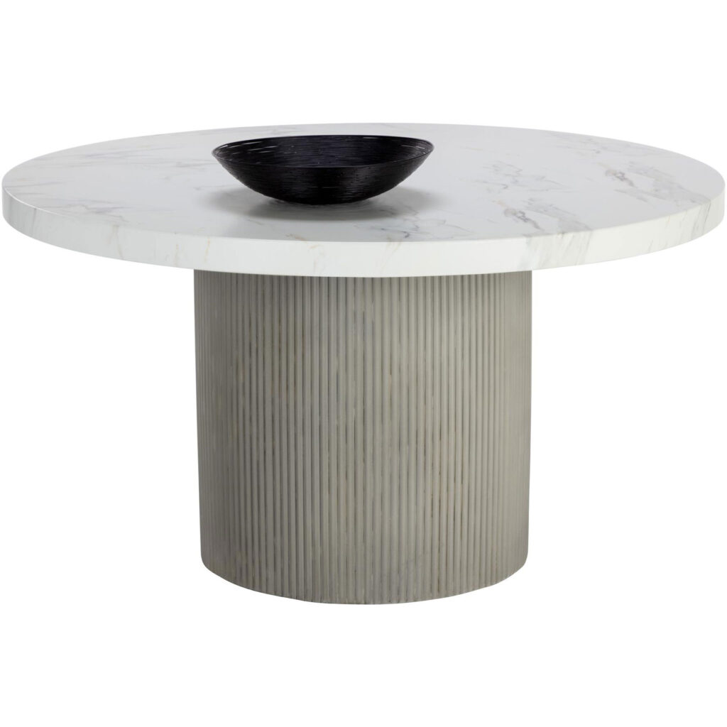 Nicolette Dining Table - Light Grey - Marble Look - 55"