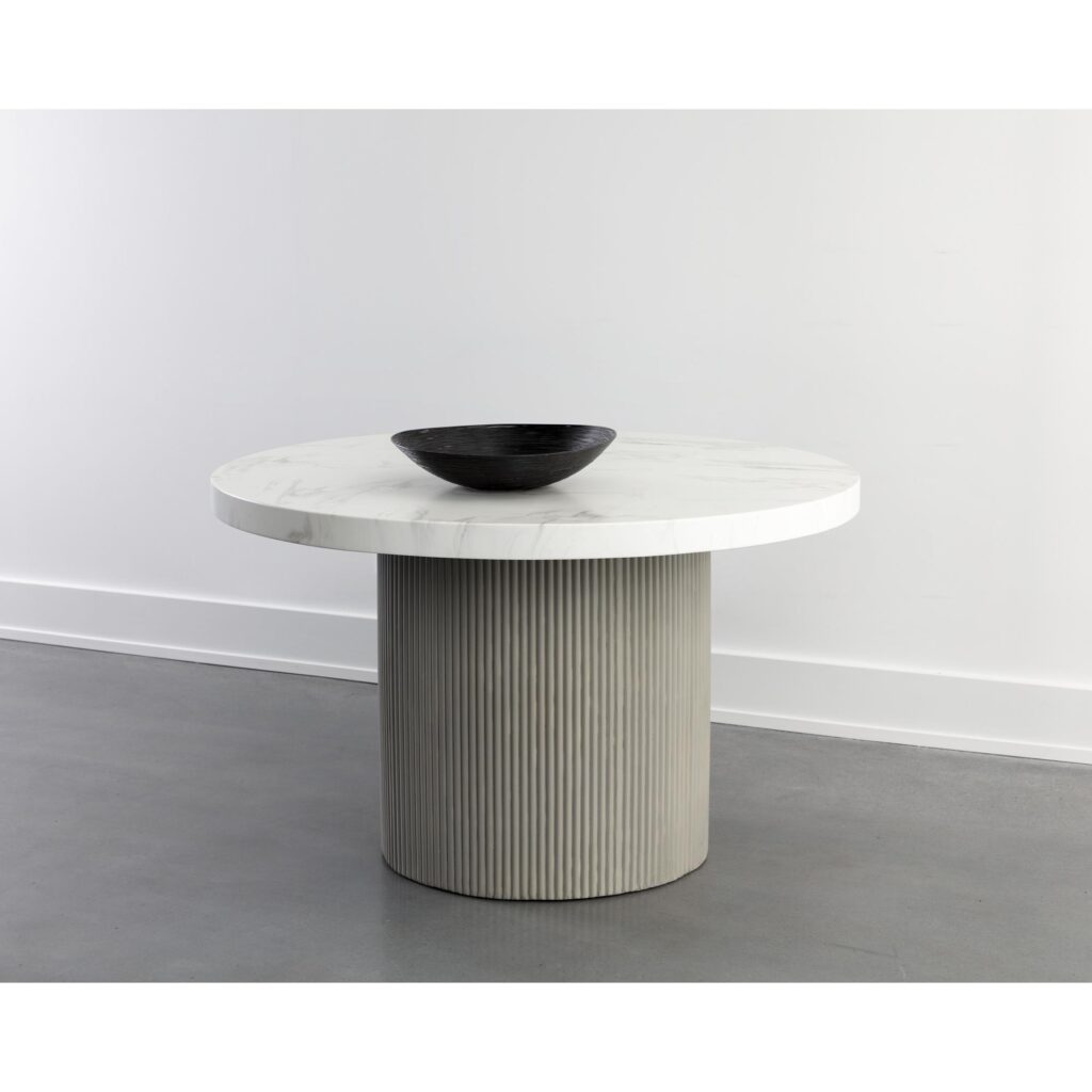 Nicolette Dining Table - Light Grey - Marble Look - 55" - Image 3