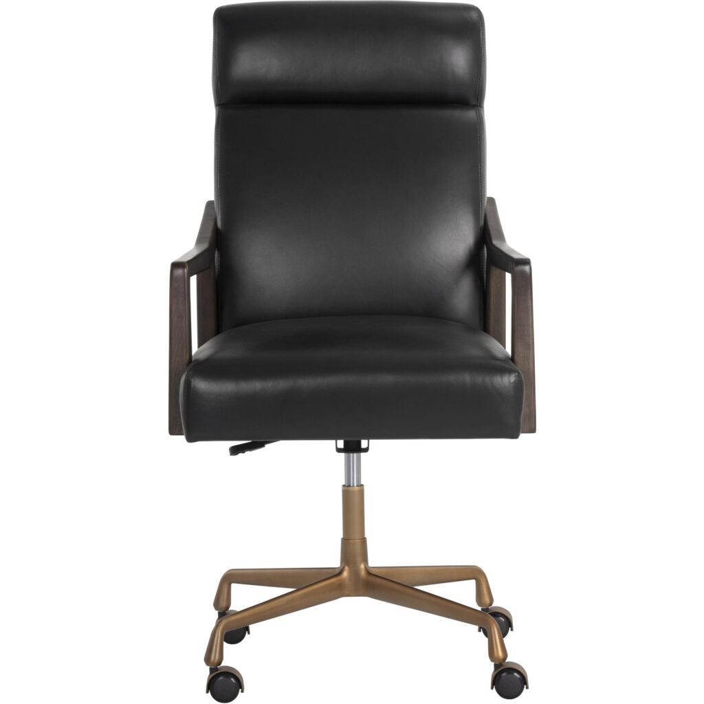 Collin Office Chair - Brown - Cortina Black Leather - Image 2