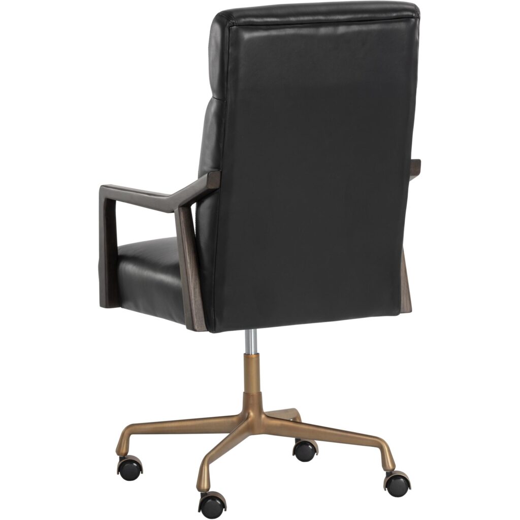 Collin Office Chair - Brown - Cortina Black Leather - Image 4