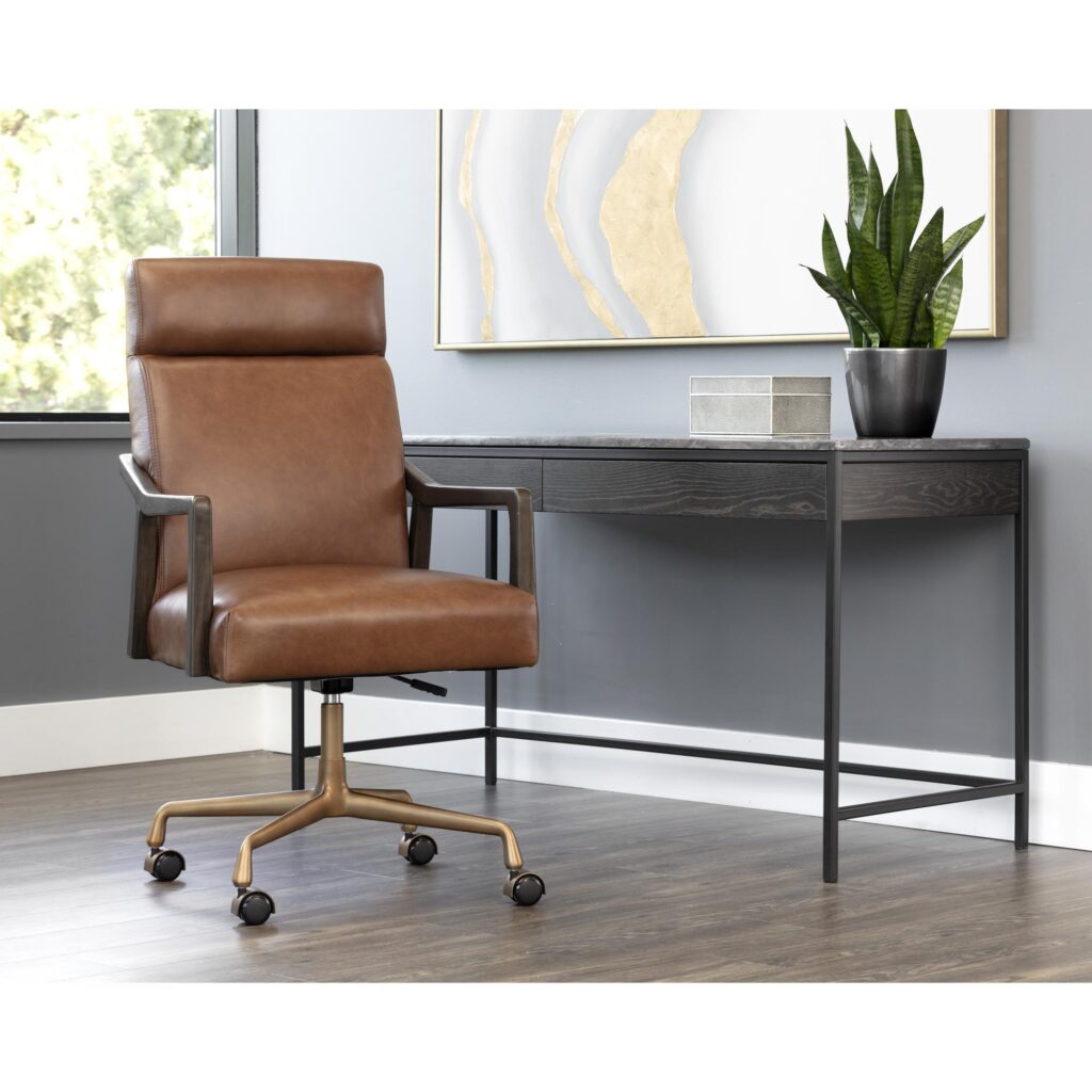Collin Office Chair - Brown - Shalimar Tobacco Leather - Image 5