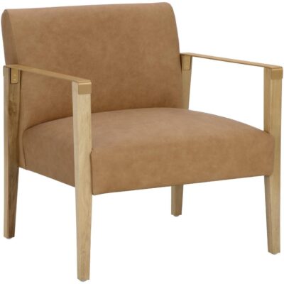 Accent Chairs Burlington - Modern Living 110602 EARL LOUNGE CHAIR RUSTIC OAK LUDLOW SESAME LEATHER