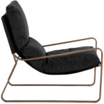 Zancor Lounge Chair - Antique Brass - Charcoal Black Leather 110657 110657 ZANCOR LOUNGE CHAIR ANTIQUE BRASS BLACK LEATHER 2