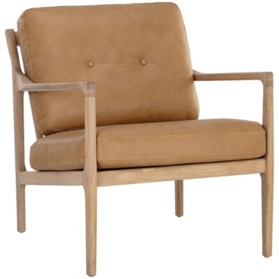 Accent Chairs Burlington - Modern Living 111061 GILMORE LOUNGE CHAIR LIGHT OAK SAHARA COGNAC LEATHER