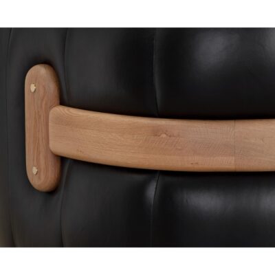 Tadeo Swivel Lounge Chair - Rustic Oak Wood - Vintage Black Night Leather 111079 111079 TADEO SWIVEL LOUNGE CHAIR VINTAGE BLACK NIGHT LEATHER 8