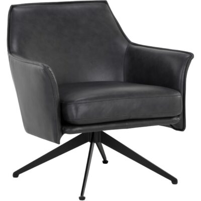 Accent Chairs Burlington - Modern Living 111085 CROSBY SWIVEL LOUNGE CHAIR ALPINE BLACK LEATHER