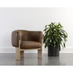 Trine Lounge Chair - Rustic Oak - Vintage Camel Leather 111087 111087 TRINE LOUNGE CHAIR RUSTIC OAK VINTAGE CAMEL LEATHER 5