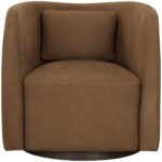 Emilie Swivel Lounge Chair - Nubuck Caramel Leather 111250 111250 EMILIE SWIVEL LOUNGE CHAIR NUBUCK CARAMEL LEATHER 1