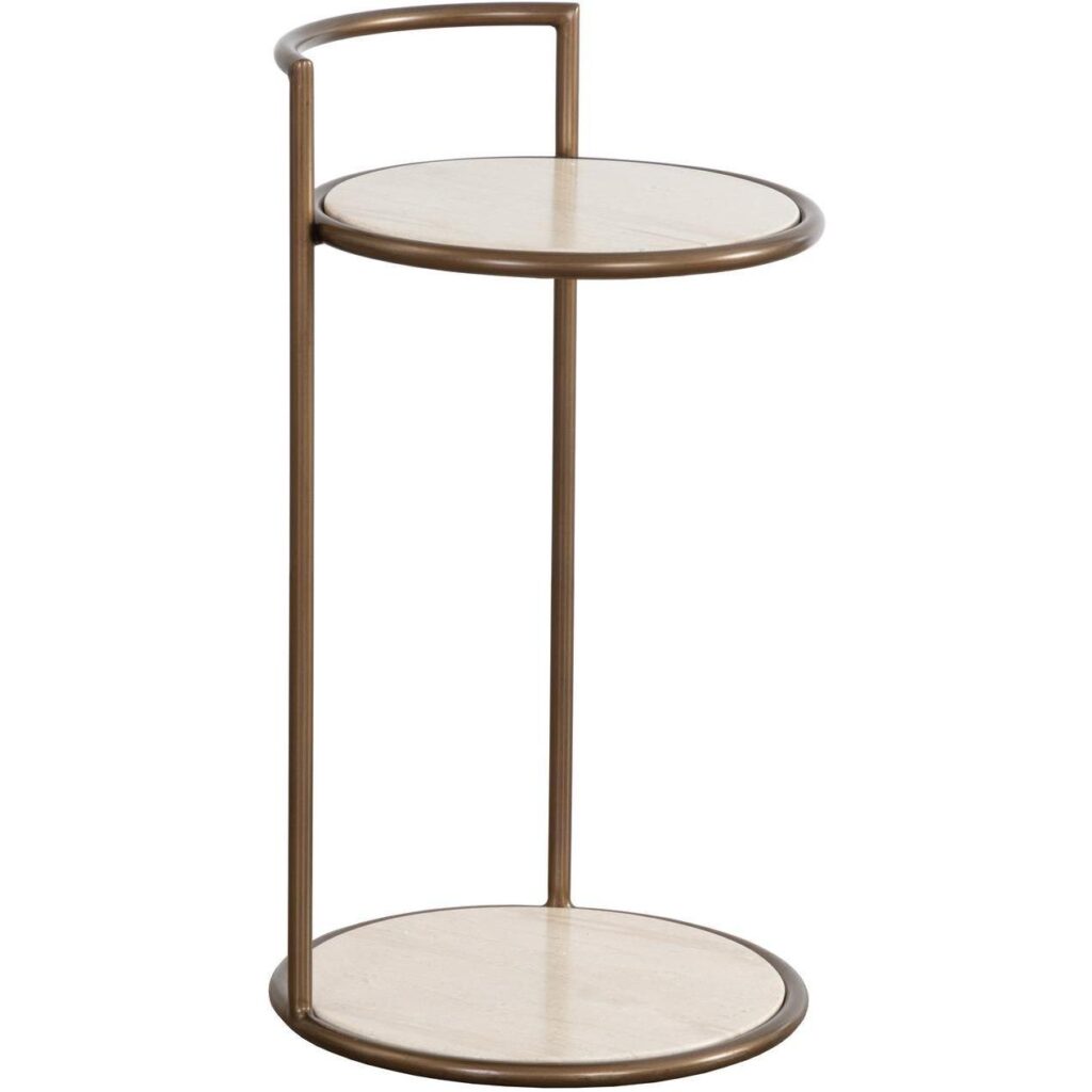 Parga End Table - Rustic Bronze - Travertine Look - Image 2