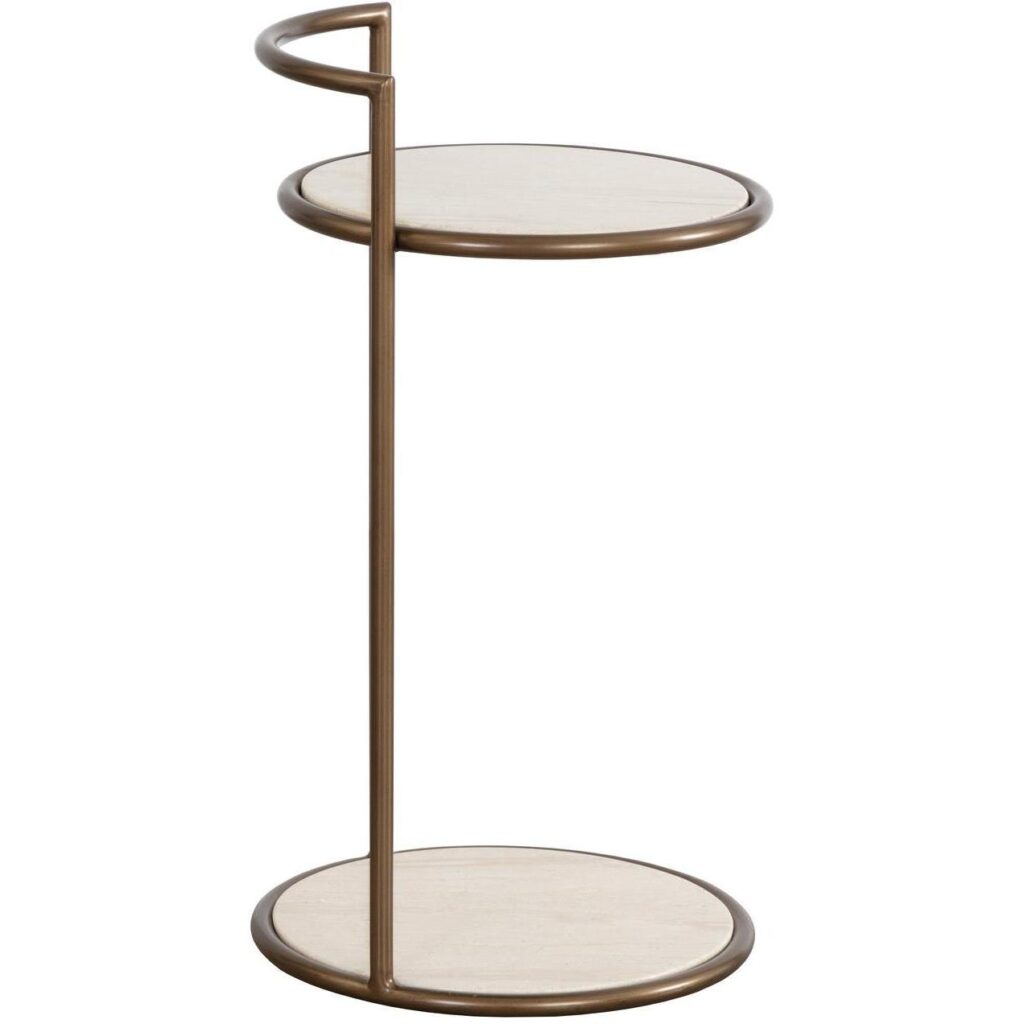 Parga End Table - Rustic Bronze - Travertine Look - Image 3