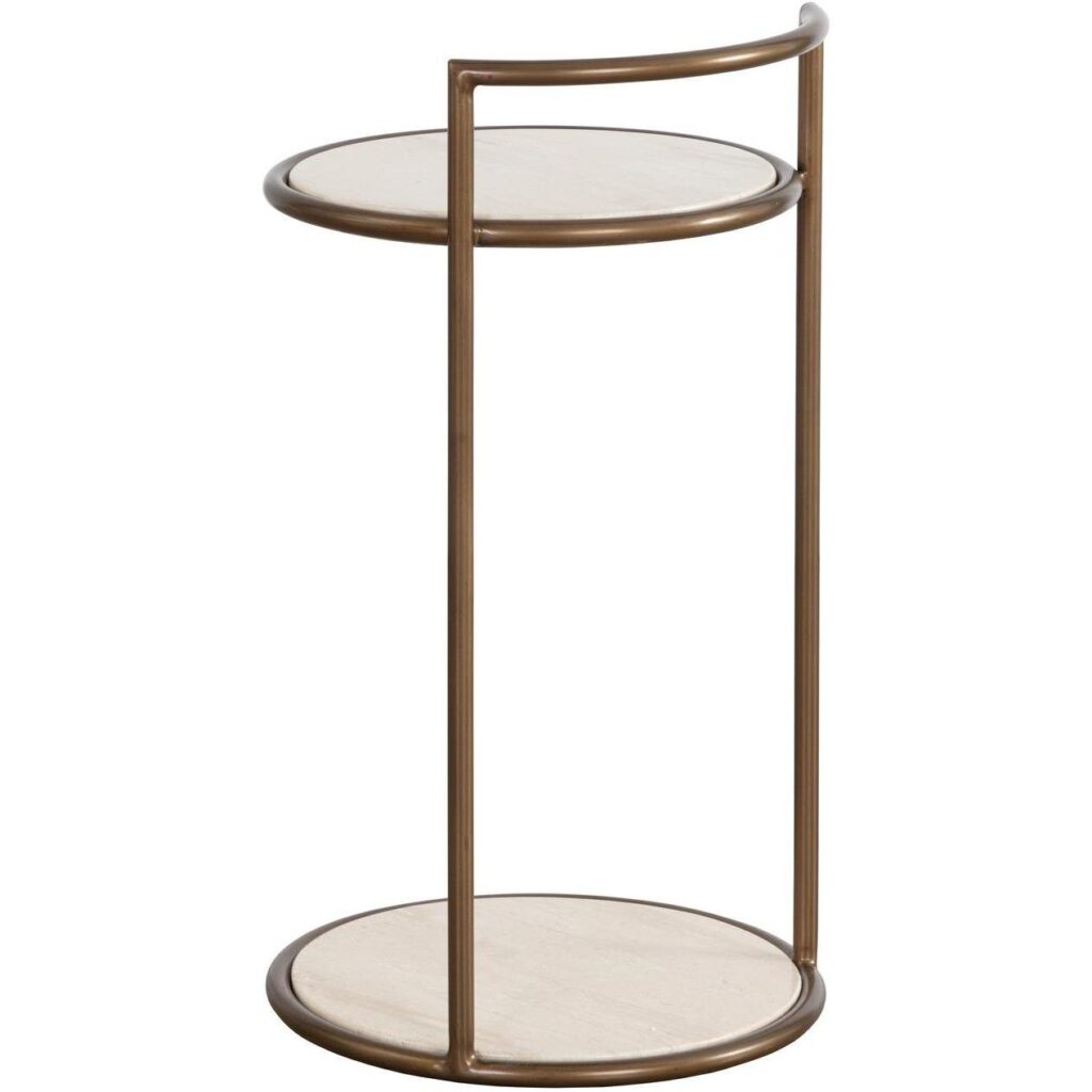 Parga End Table - Rustic Bronze - Travertine Look - Image 4