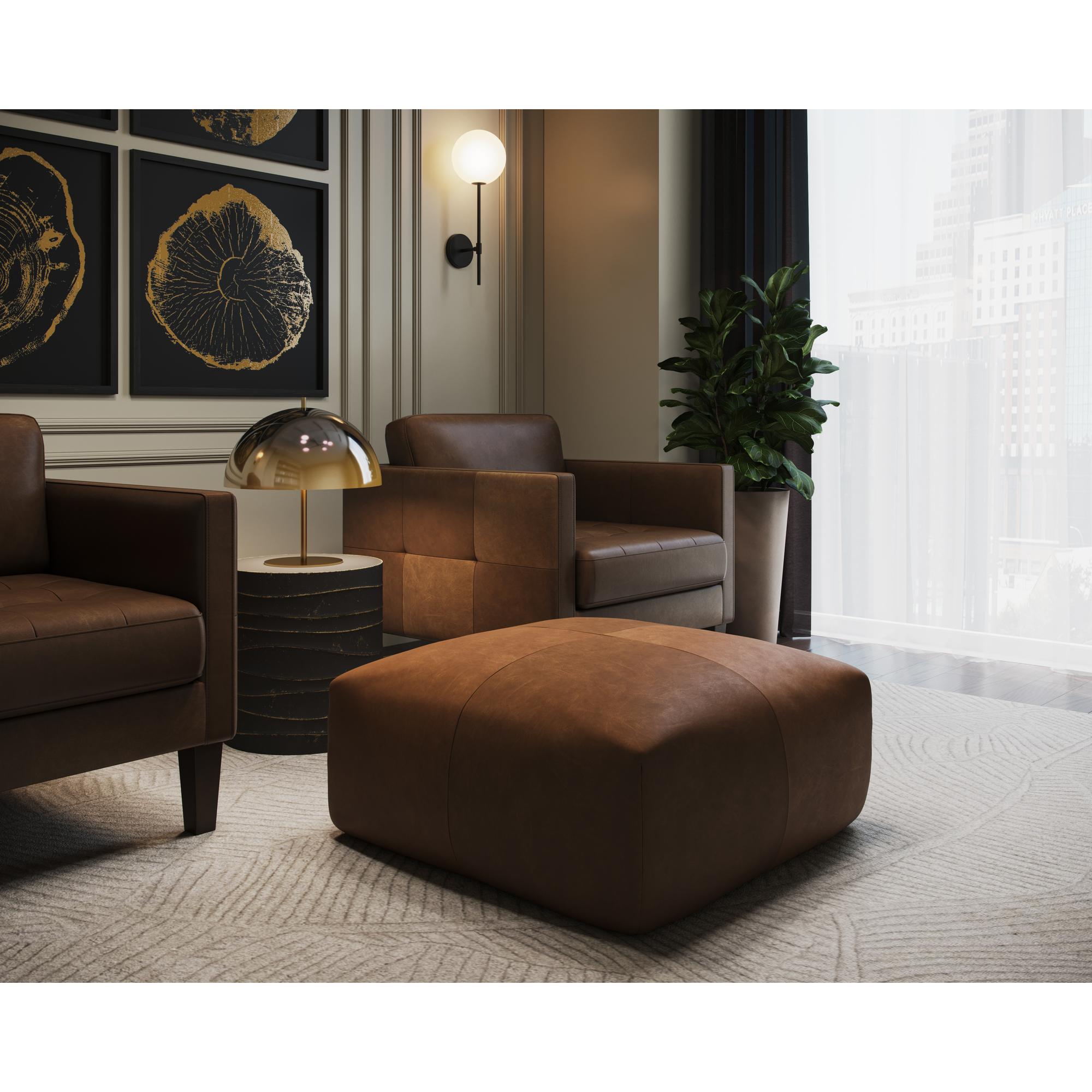 Elio Ottoman - Cognac Leather 5 Elio Ottoman - Cognac Leather - Image 5