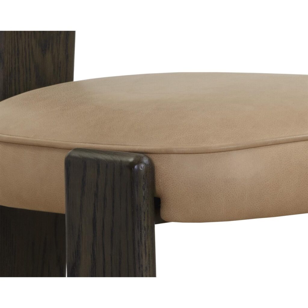 Horton Dining Chair - Dark Brown - Sahara Sand Leather - Image 5