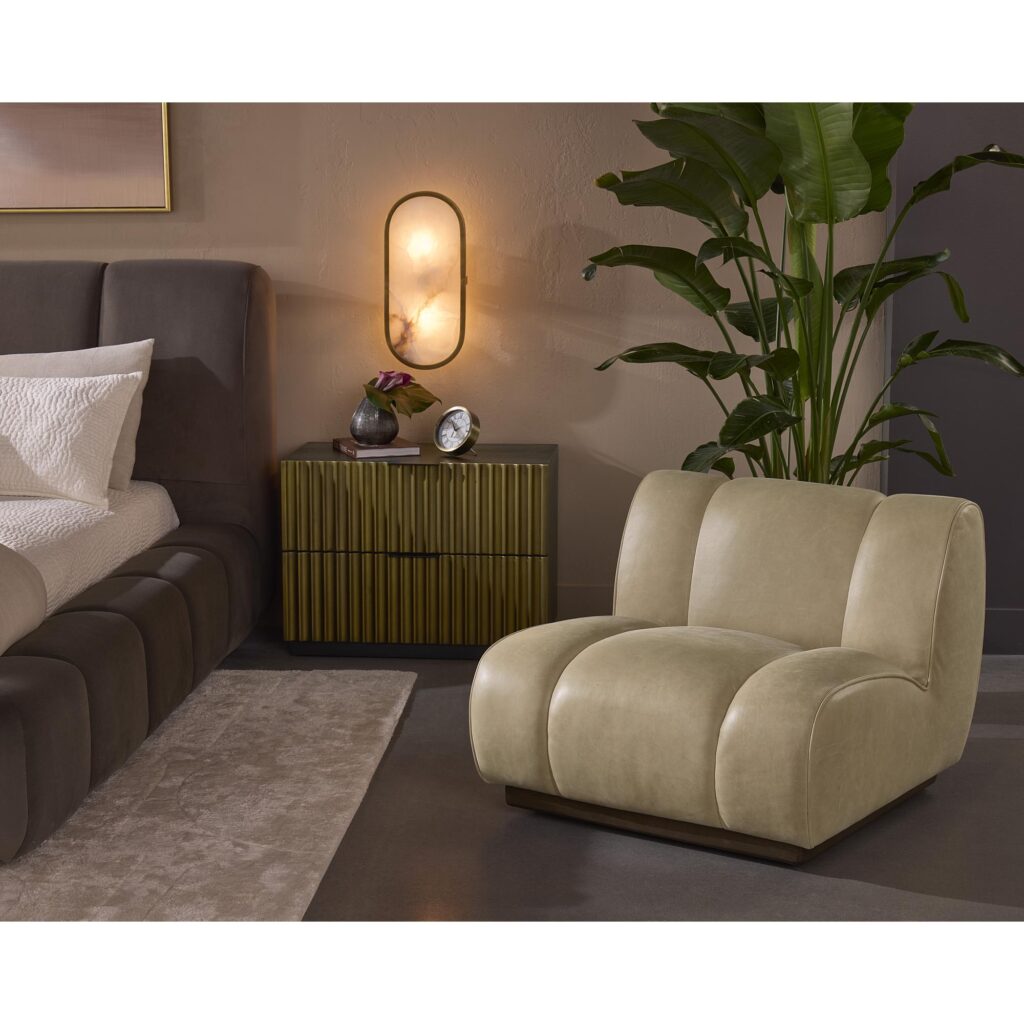 Blaise Swivel Lounge Chair - Sahara Sand Leather - Image 4