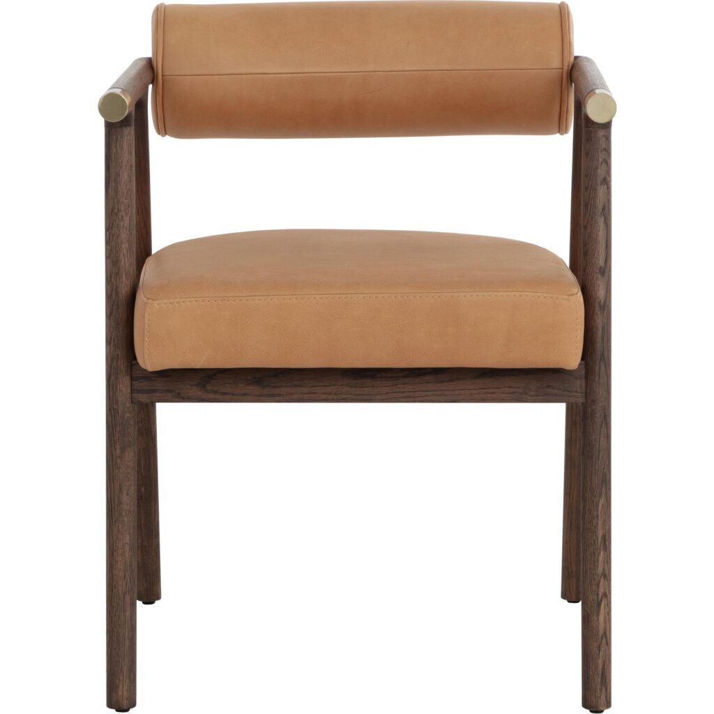 Sova Dining Armchair - Antique Brown - Sahara Camel Leather - Image 5