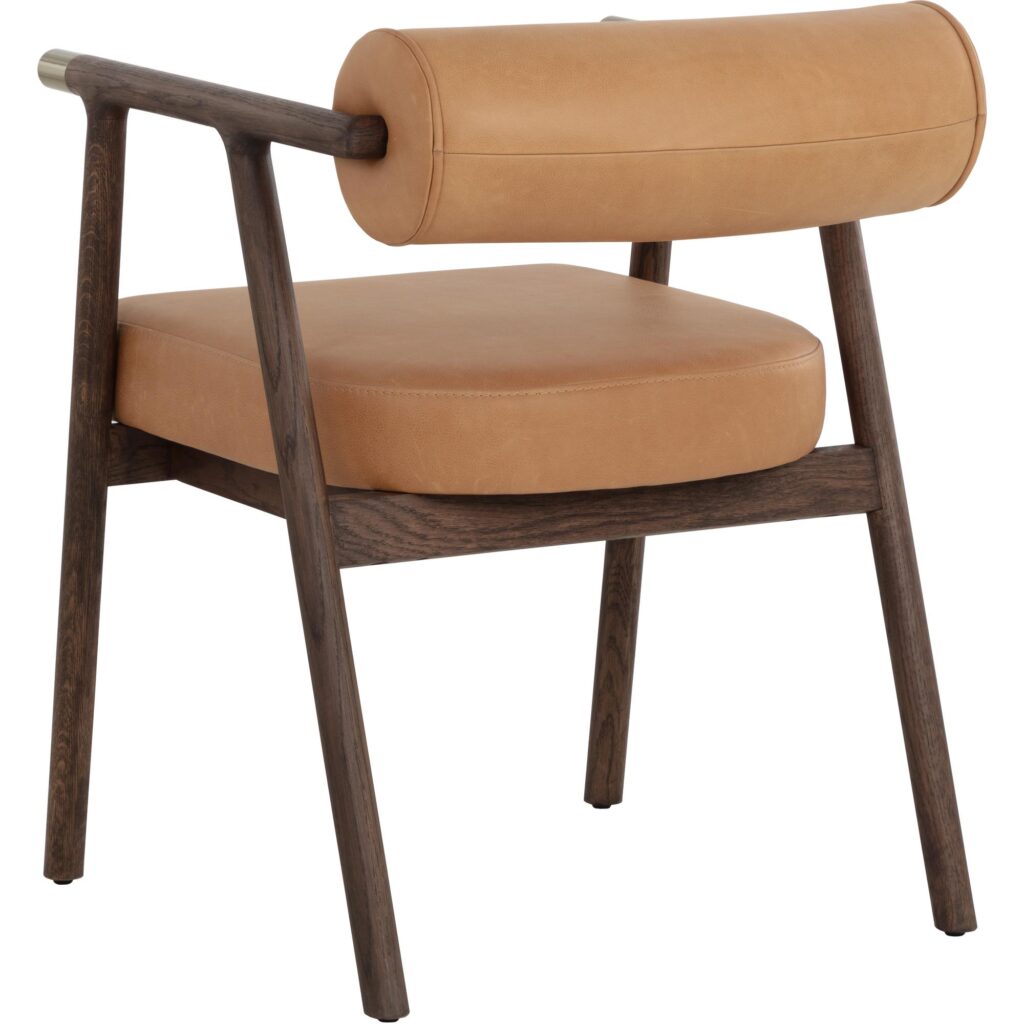 Sova Dining Armchair - Antique Brown - Sahara Camel Leather - Image 7