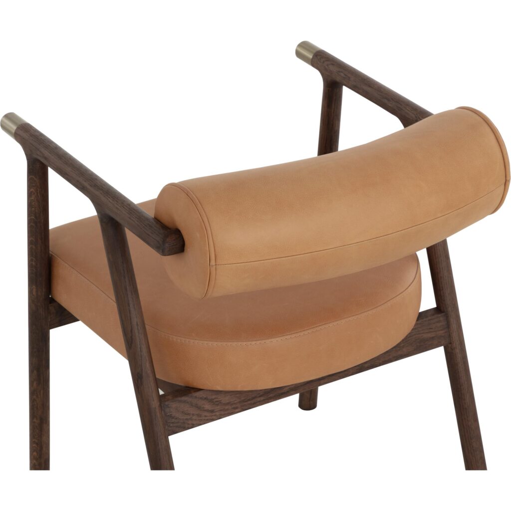Sova Dining Armchair - Antique Brown - Sahara Camel Leather - Image 8