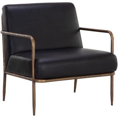 Accent Chairs Burlington - Modern Living 111357 LATHAN LOUNGE CHAIR CHARCOAL BLACK LEATHER