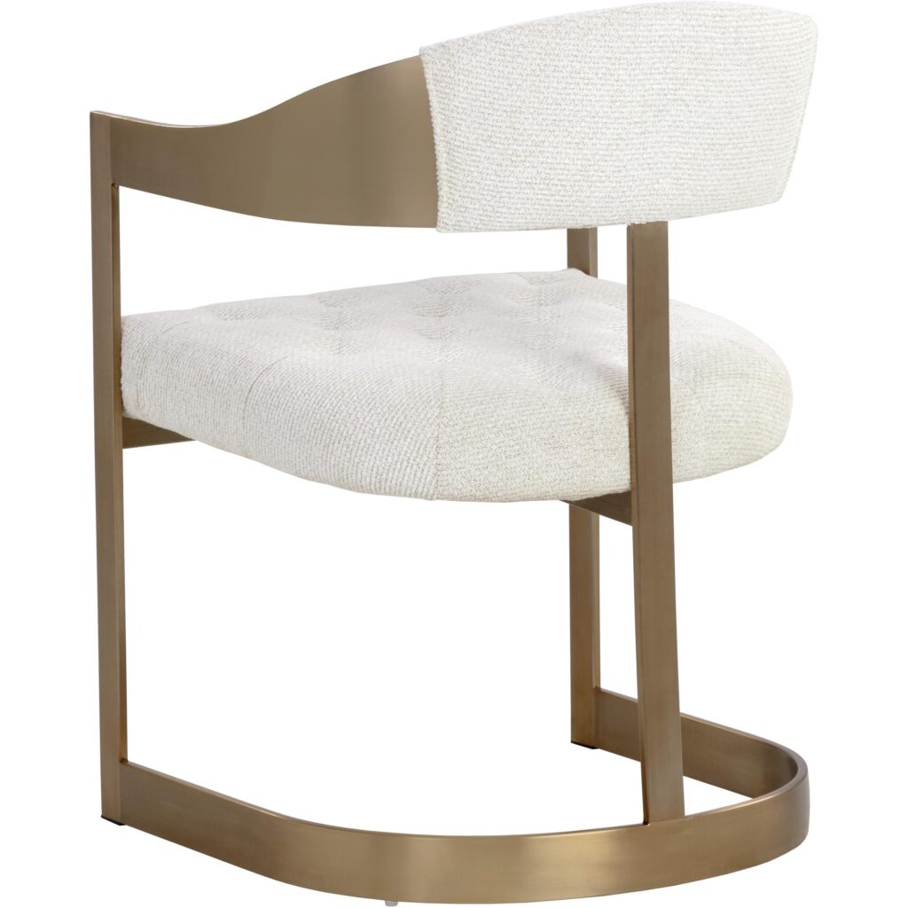Beaumont Dining Armchair - Antique Brass - Rhea Light Barley - Image 4