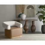 Aggie Swivel Lounge Chair - Milliken Cognac / Rhea Light Barley 111483 111483 AGGIE SWIVEL LOUNGE CHAIR MILLIKEN COGNAC RHEA LIGHT BARLEY 5