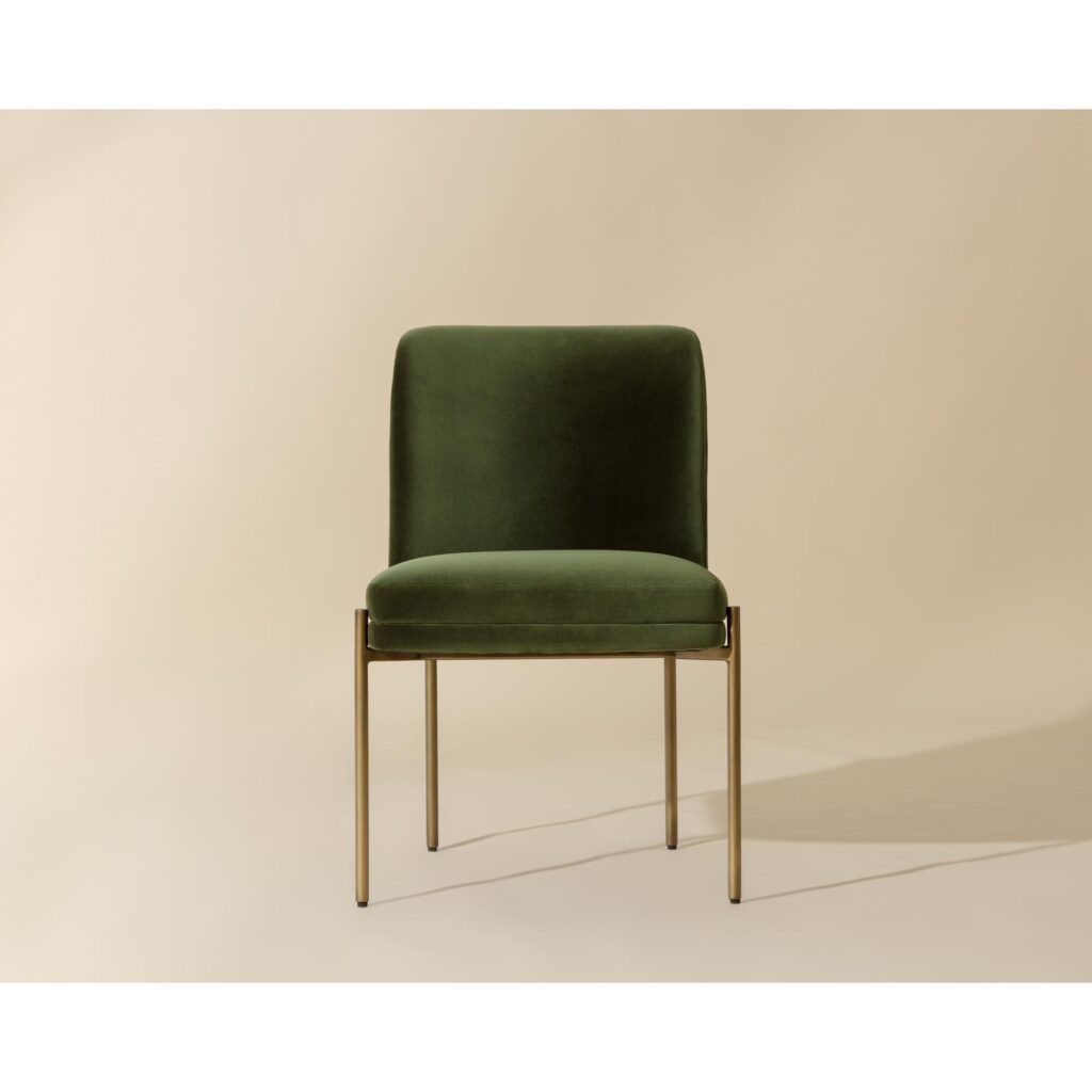 Richie Dining Chair - Antique Brass - Forest Green - Image 2