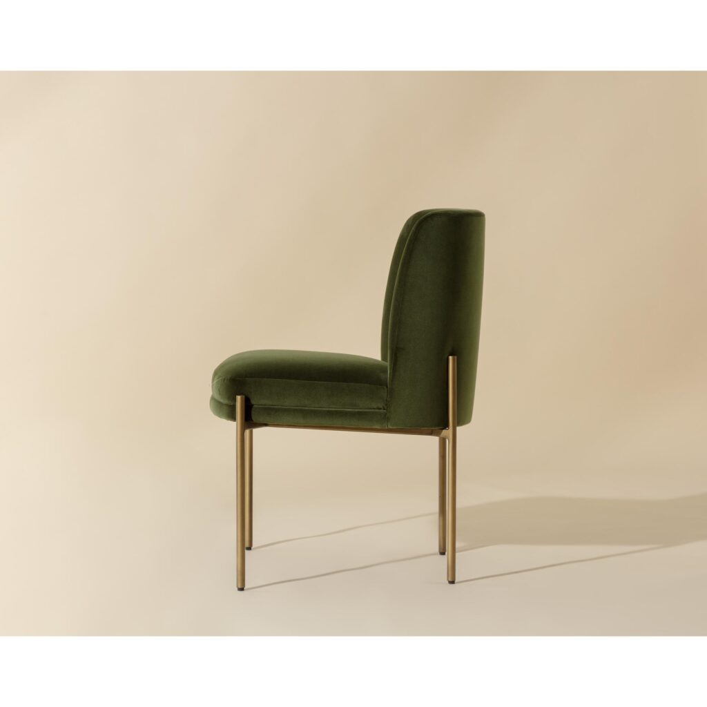 Richie Dining Chair - Antique Brass - Forest Green - Image 3