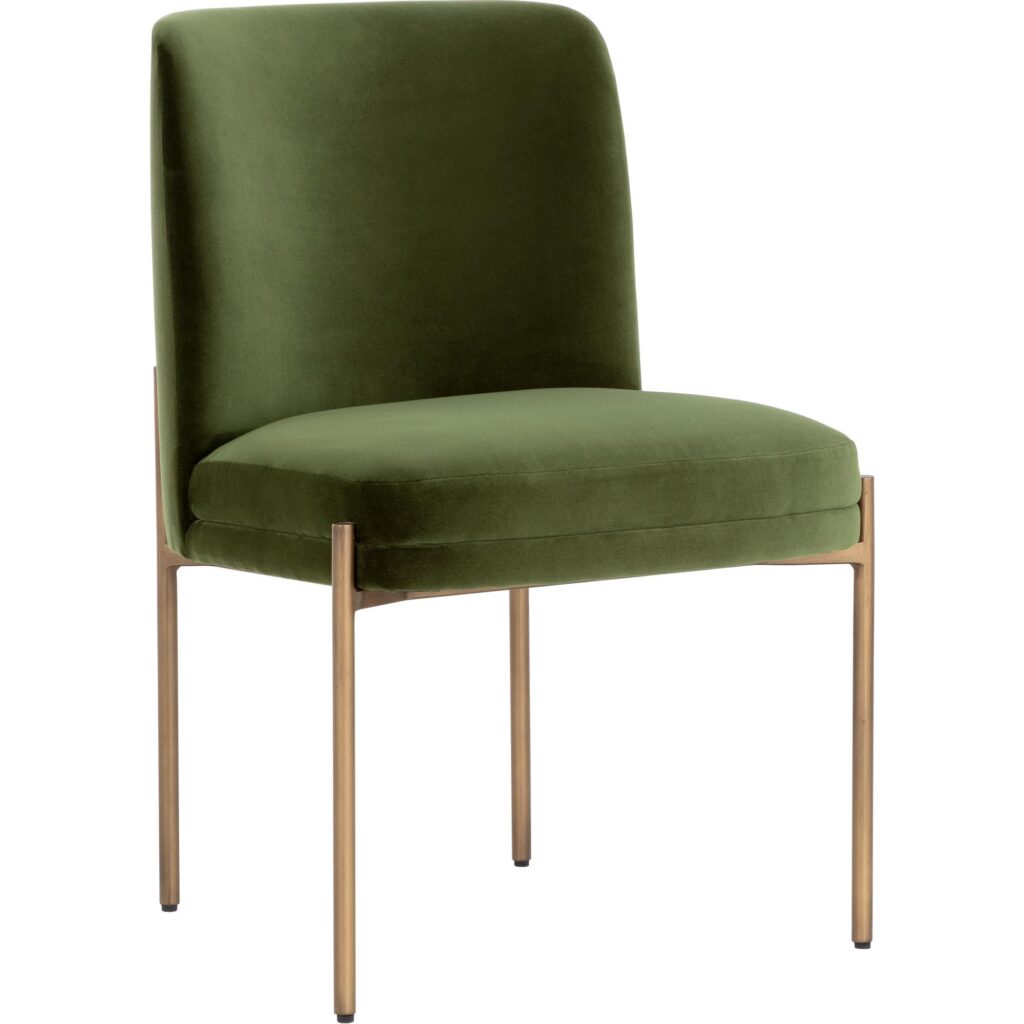Richie Dining Chair - Antique Brass - Forest Green - Image 6
