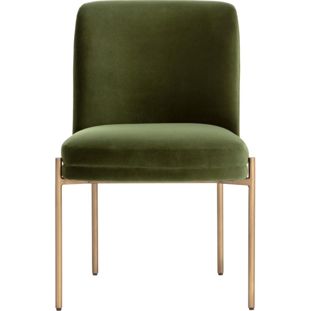 Richie Dining Chair - Antique Brass - Forest Green - Image 7