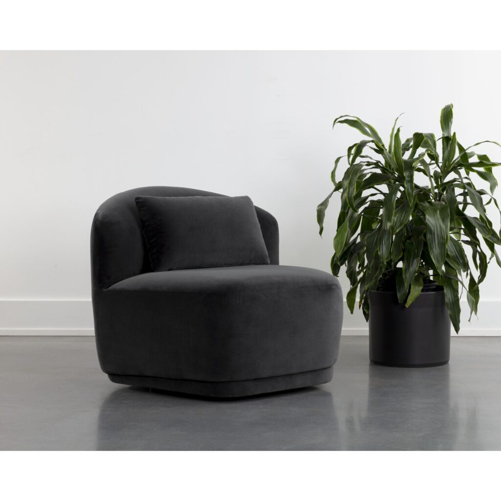 Soraya Swivel Armless Chair - Shadow Grey - Image 5
