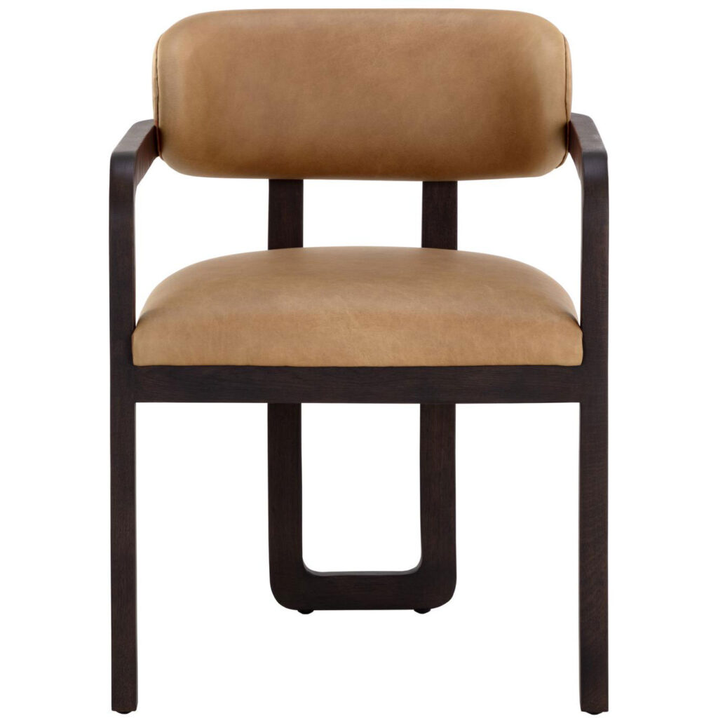 Madrone Dining Armchair - Brown - Ludlow Sesame Leather - Image 2