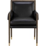 Mauti Dining Armchair - Dark Brown - Cortina Black Leather 111656 111656 MAUTI DINING ARMCHAIR DISTRESSED BROWN CORTINA BLACK LEATHER 1