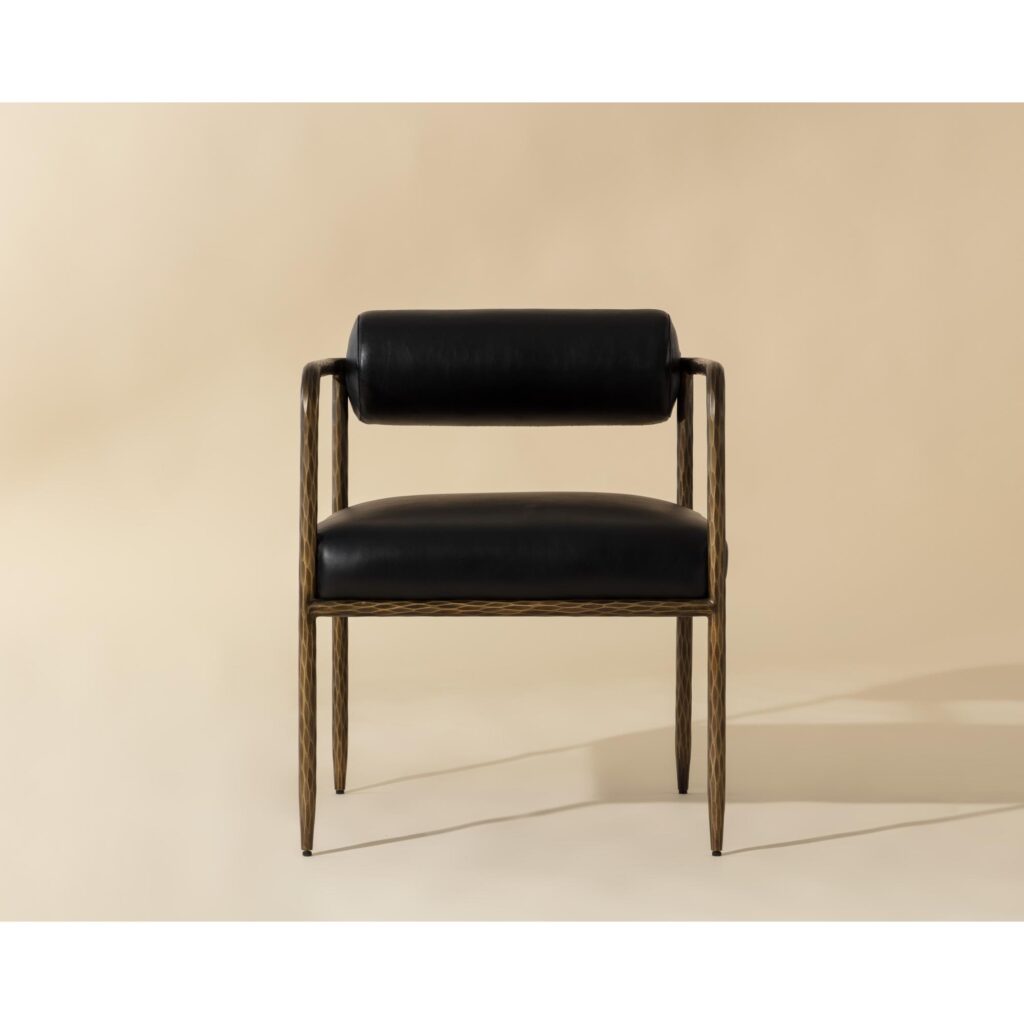 Ajani Dining Armchair - Charcoal Black Leather - Image 2