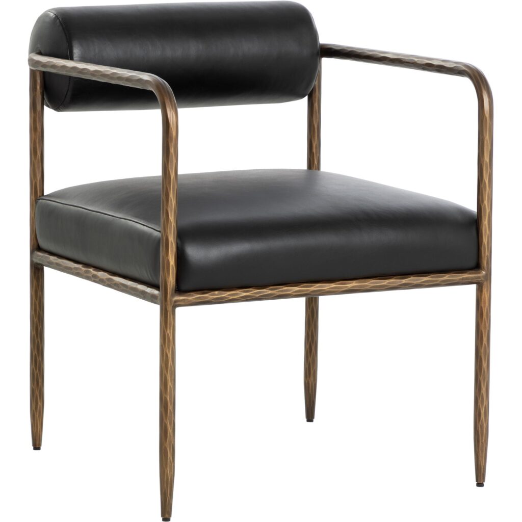 Ajani Dining Armchair - Charcoal Black Leather - Image 6