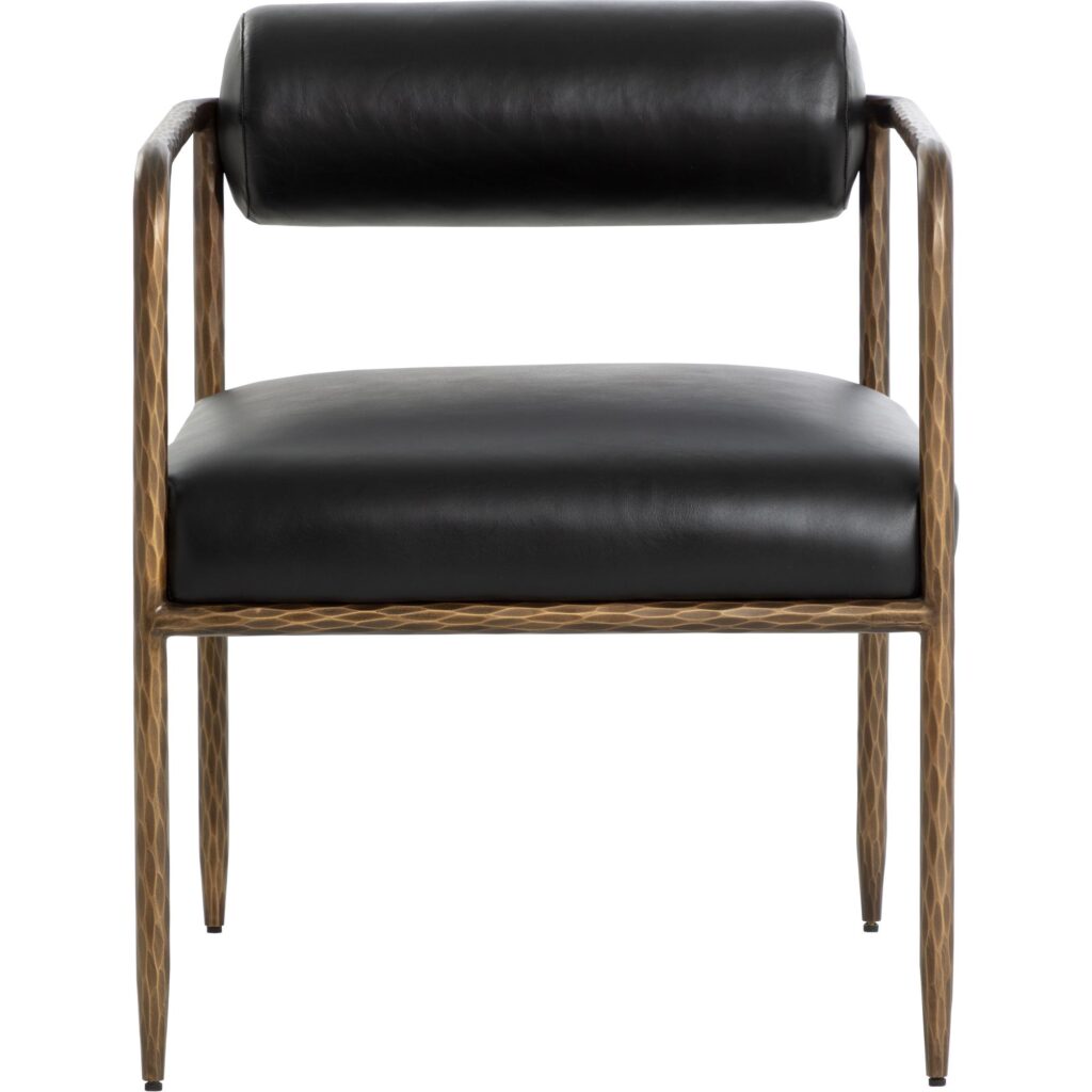 Ajani Dining Armchair - Charcoal Black Leather - Image 7