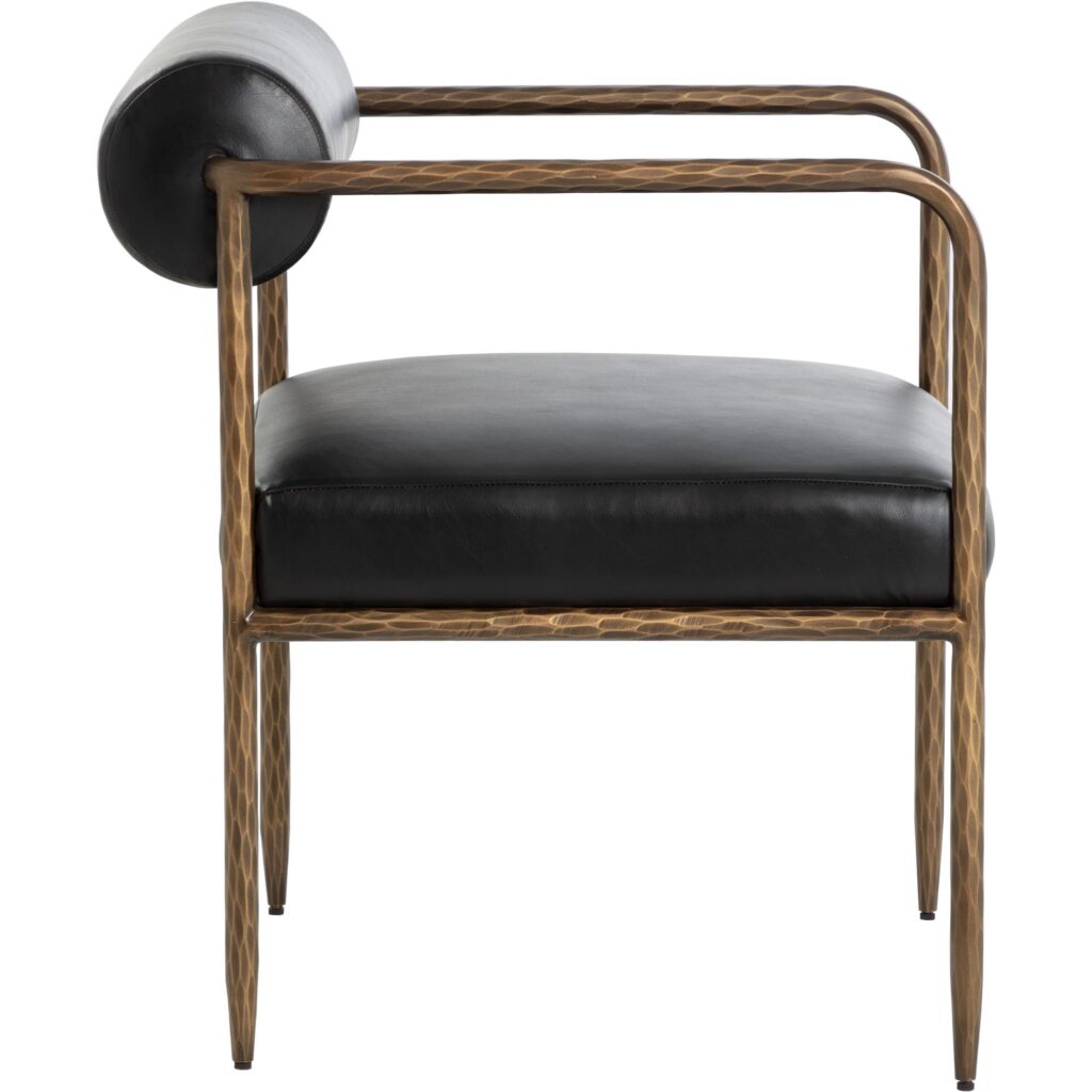 Ajani Dining Armchair - Charcoal Black Leather - Image 8