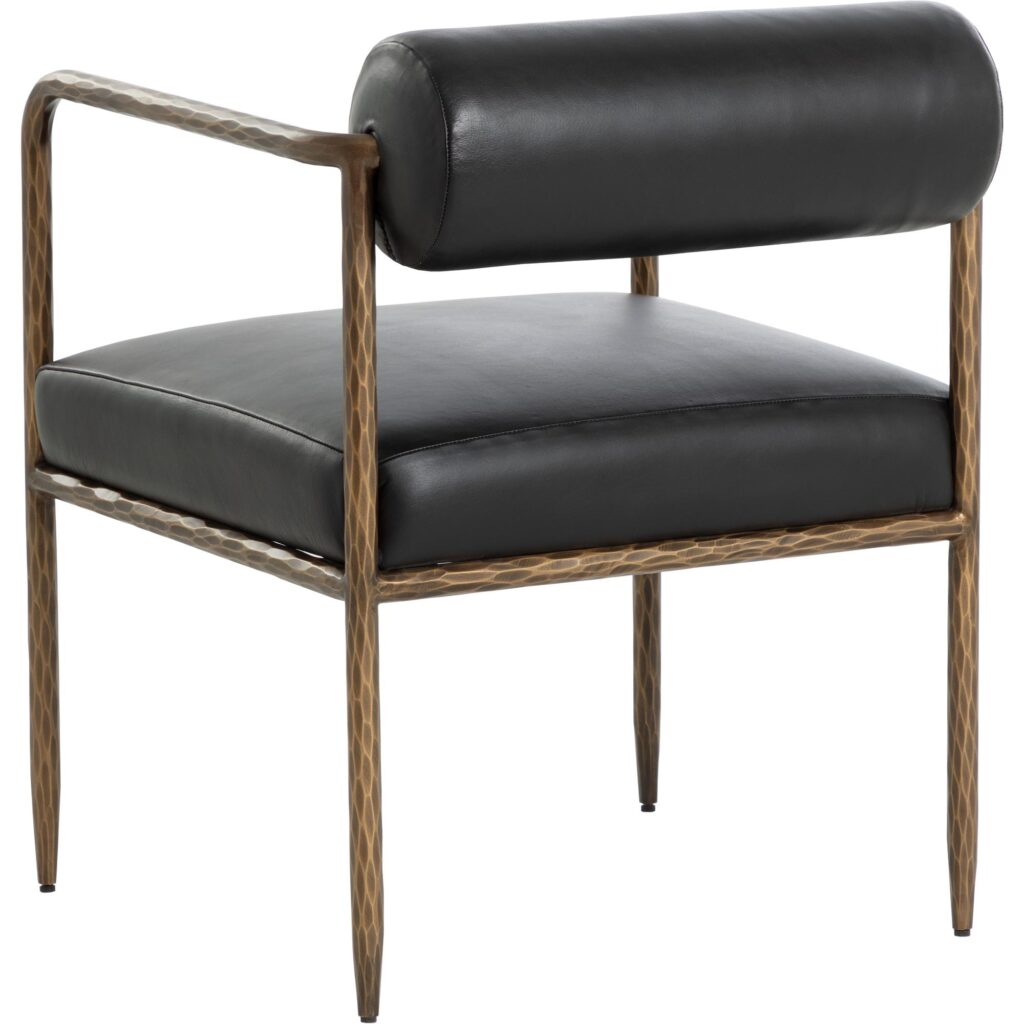 Ajani Dining Armchair - Charcoal Black Leather - Image 9