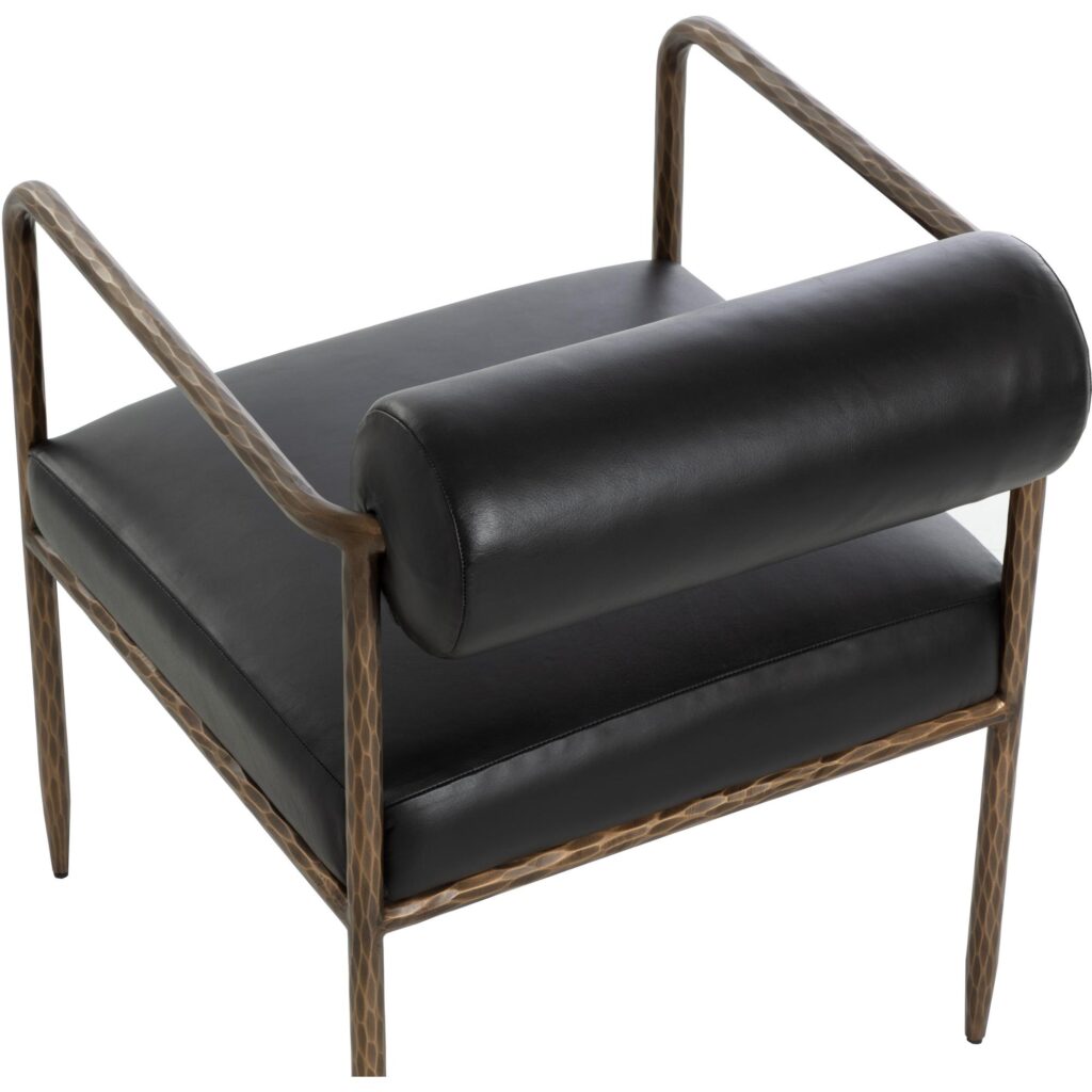 Ajani Dining Armchair - Charcoal Black Leather - Image 10