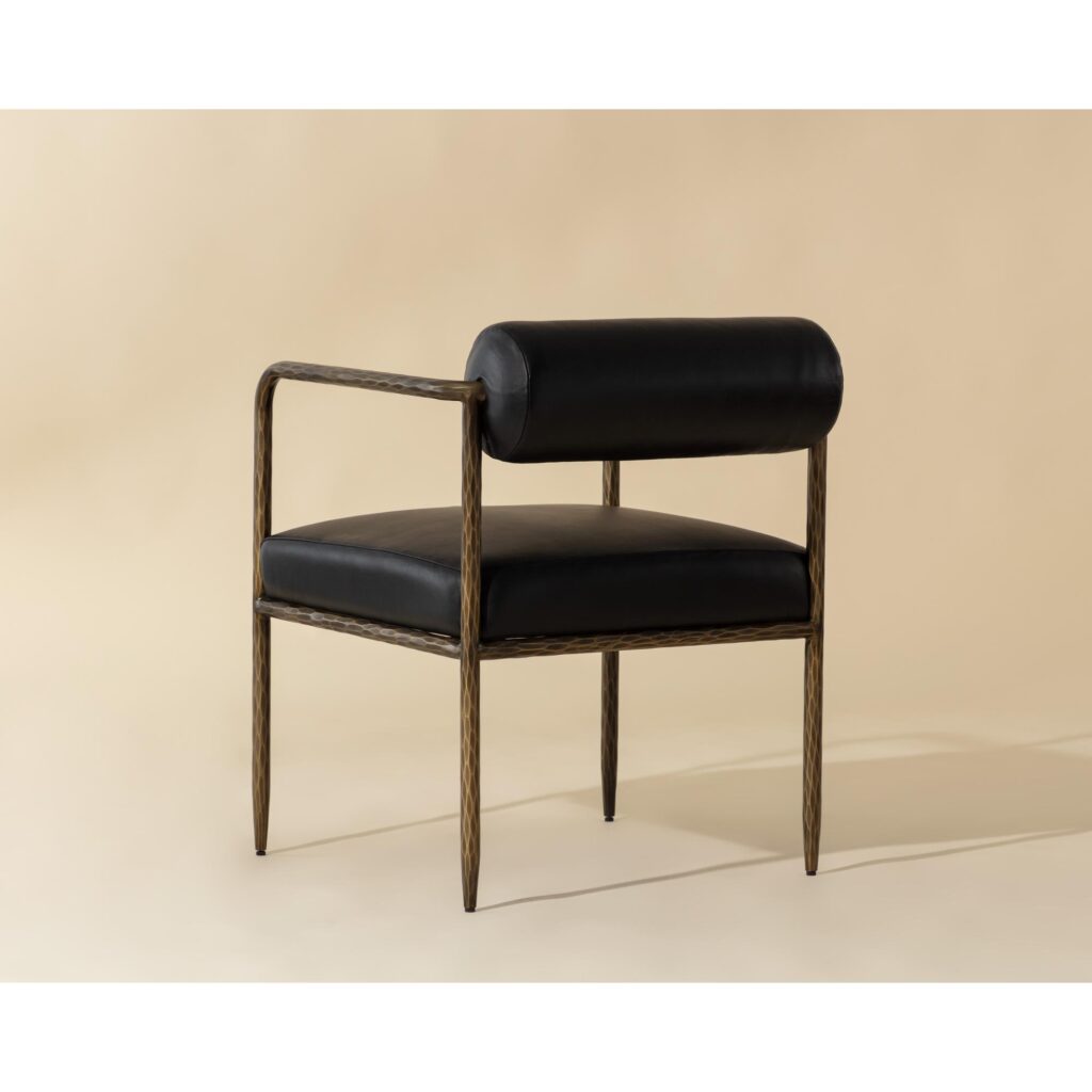 Ajani Dining Armchair - Charcoal Black Leather - Image 4