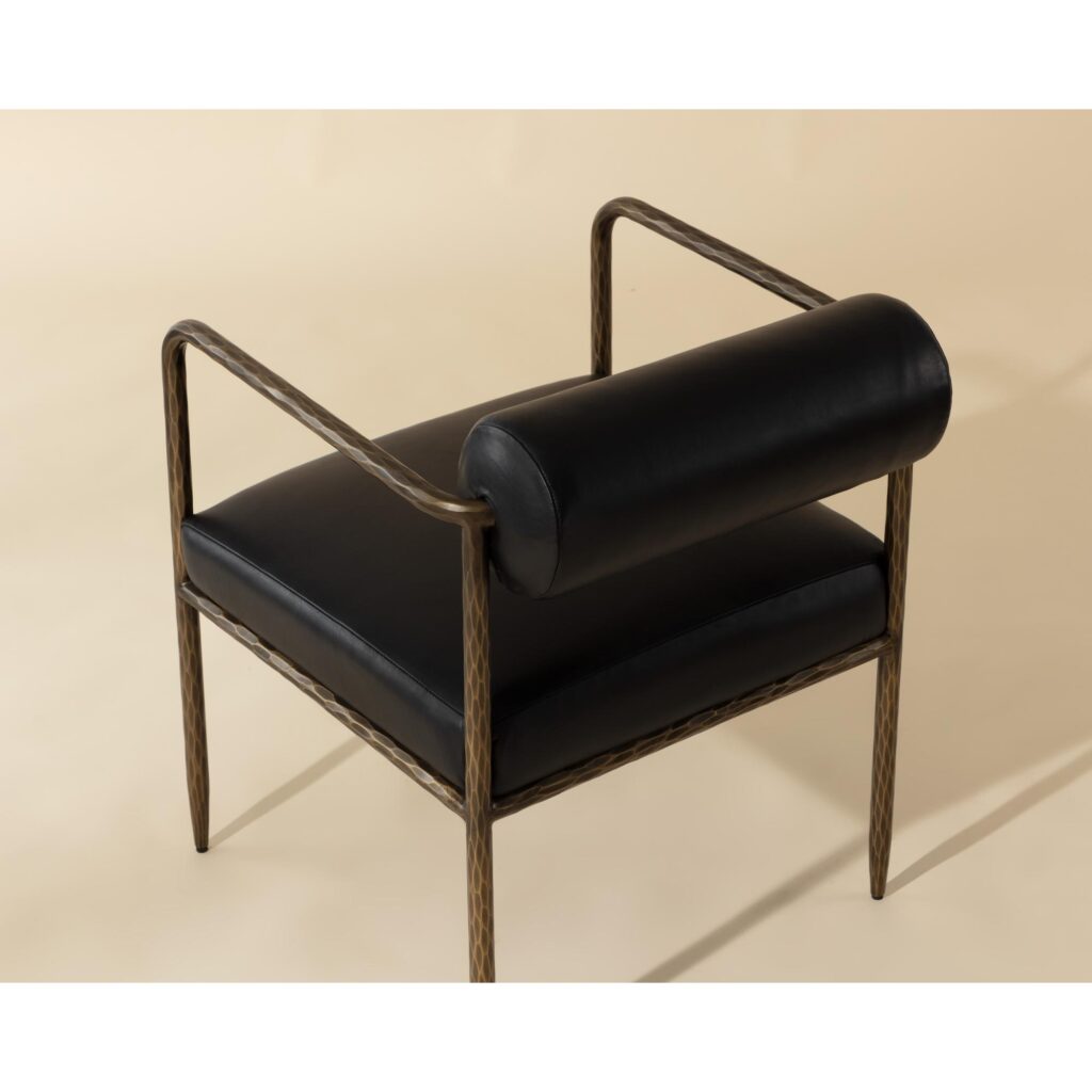 Ajani Dining Armchair - Charcoal Black Leather - Image 5