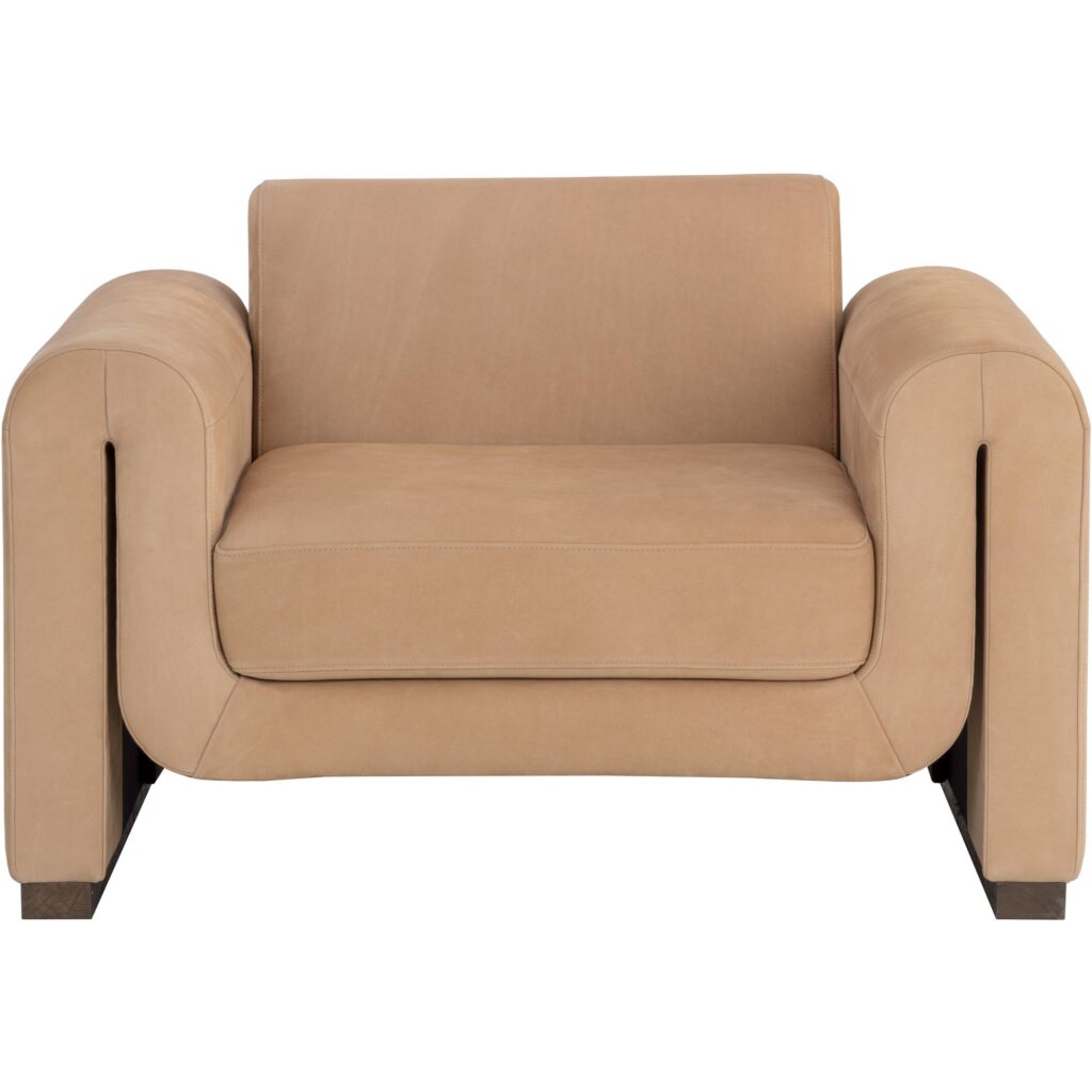 Romer Armchair - Distressed Brown - Nubuck Tan Leather - Image 2