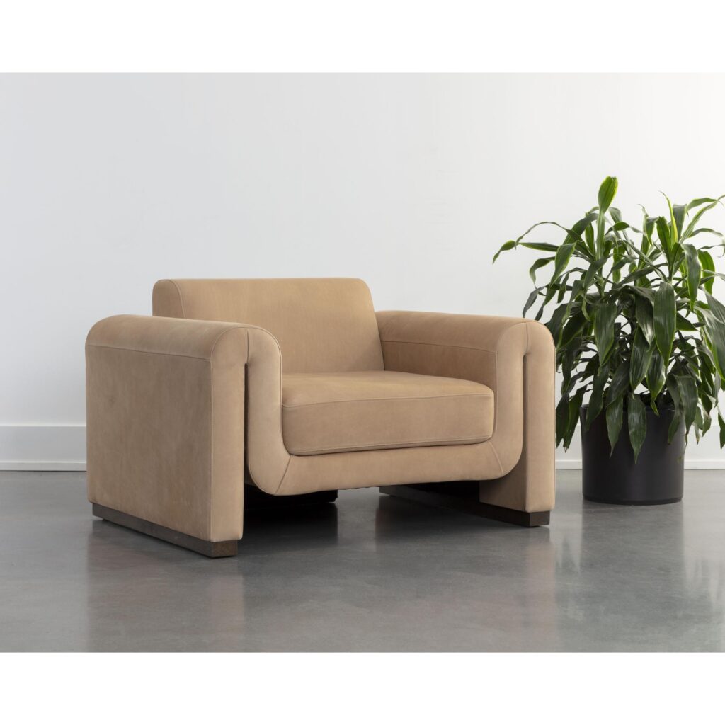 Romer Armchair - Distressed Brown - Nubuck Tan Leather - Image 5